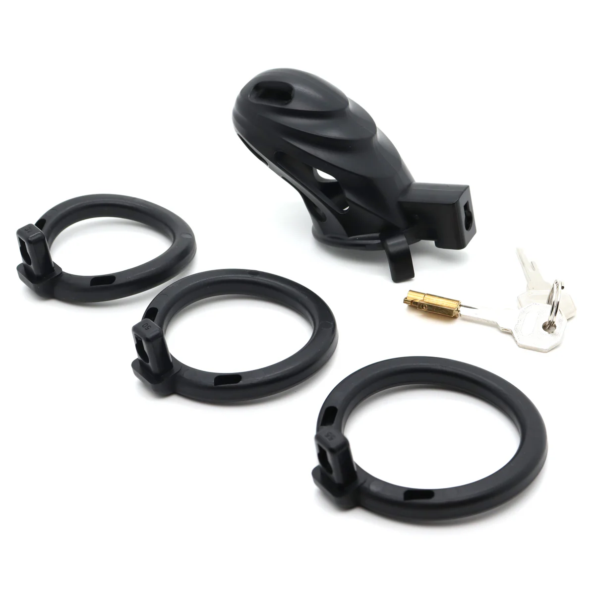 0618M  Black Chastity Cock Cage with Hidden Lock - Lightweight ABS Male Chastity Device - Image 5
