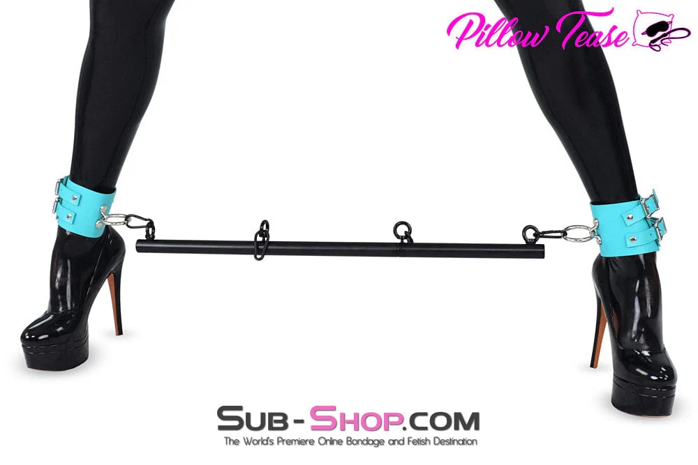 2490A      3" Diamond Blue Leather Ankle Bondage Cuffs - Image 3