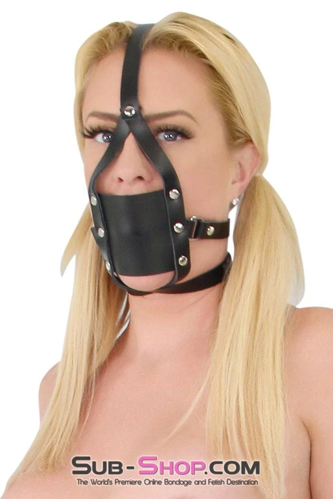 0435A      Silencer Black Leather Cross Strap Panel Ball Gag Trainer - Image 9