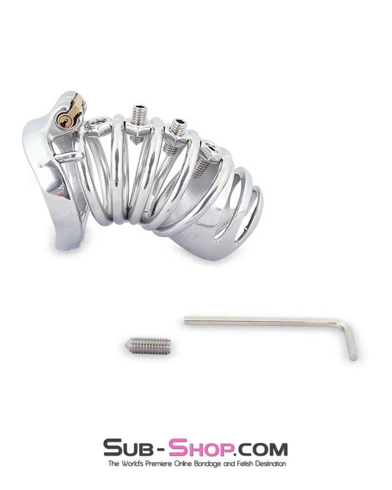 6791M      Totally Screwed Chastity Cock Punishment Cage with Adjustable Spikes - Image 2