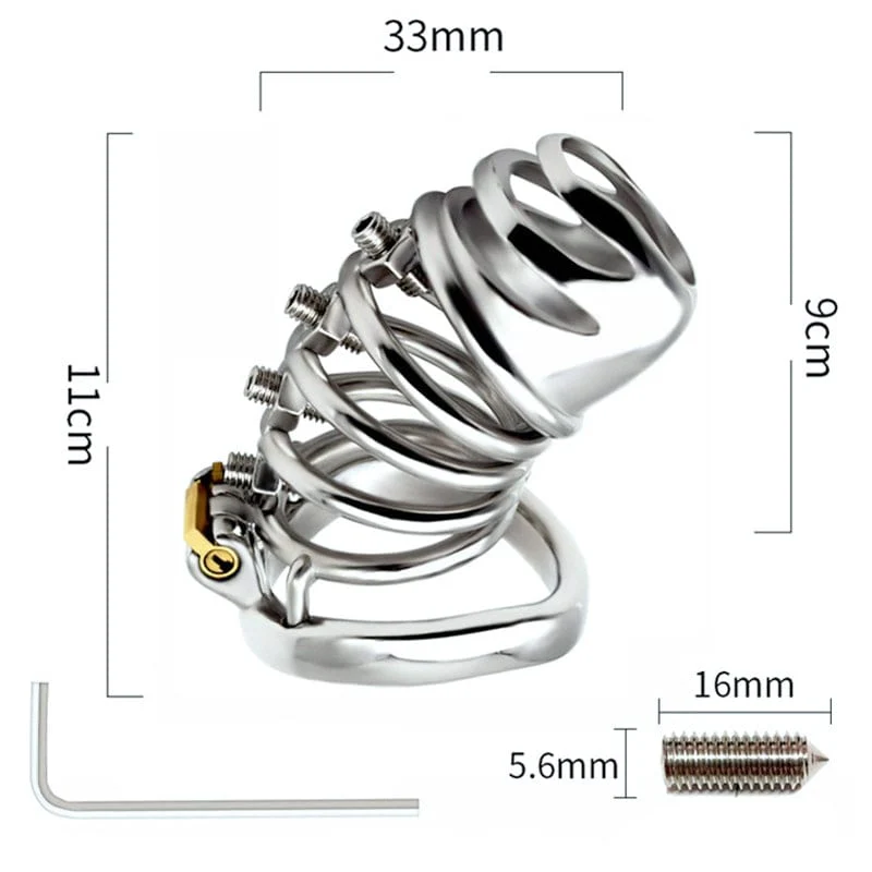 6791M      Totally Screwed Chastity Cock Punishment Cage with Adjustable Spikes - Image 7