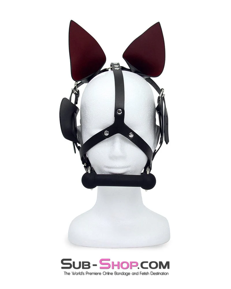 9937M  Ponygirl Halter Harness with Blinders, Bit Gag and Pony Ears - Image 9