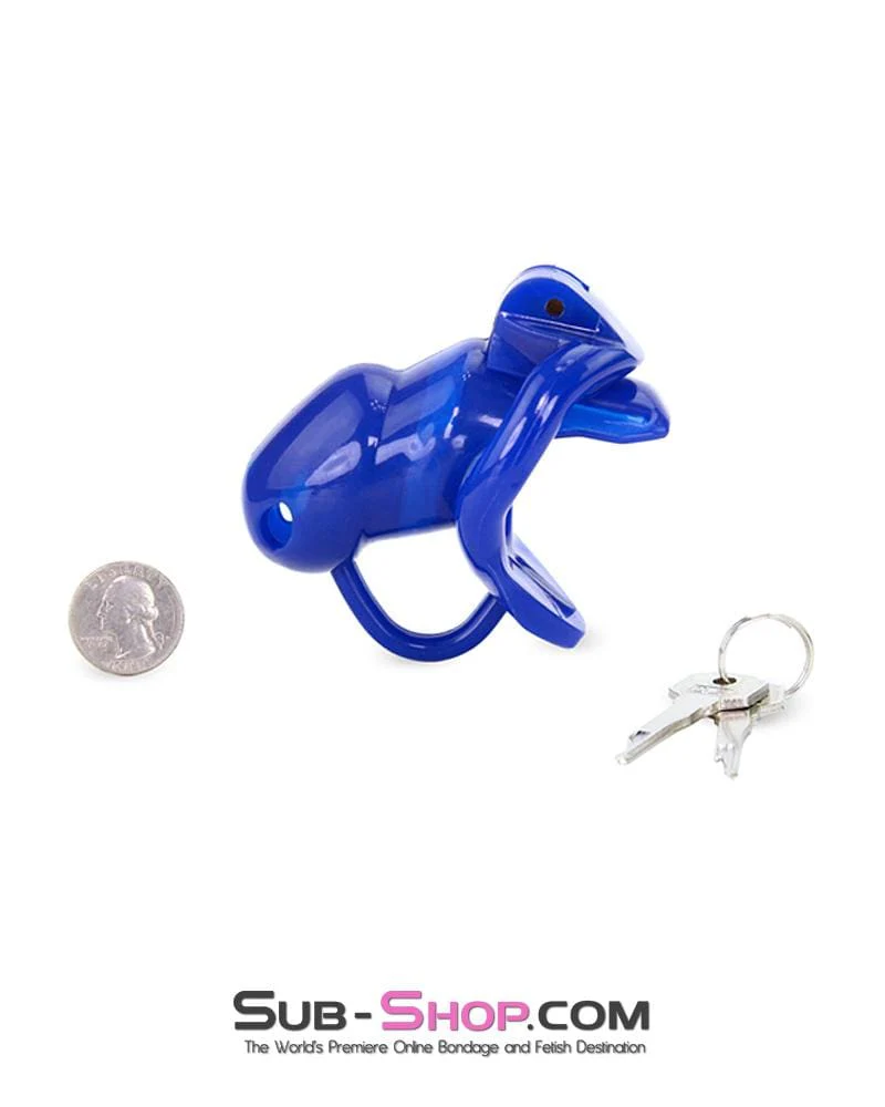 1386AR      Blue Balls High Security Locking Male Chastity Device with Ball Divider - Image 7
