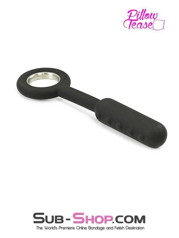 1595M    Bumpy Silicone Anal Probe with Metal Pull Ring Base - LAST CHANCE - Final Closeout!