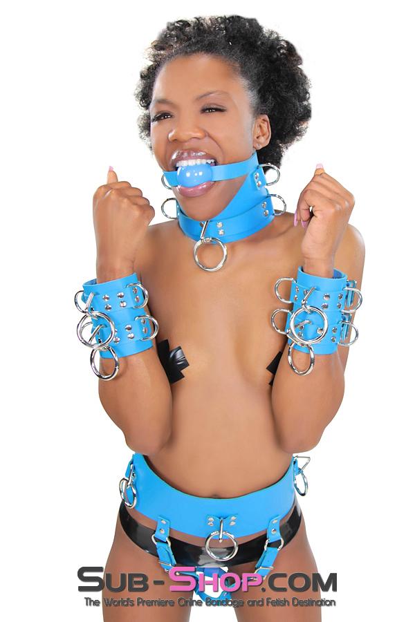 2444A      Candy Blue Leather Classic Ball Gag Strap, Royal Blue Ball - Image 8