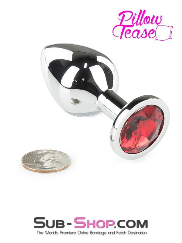 1854M      Chromed Light Weight Ruby Red Crystal Tipped Butt Plug, Medium - Image 7