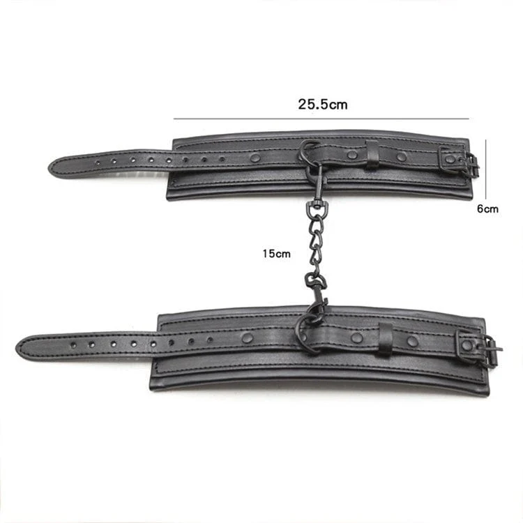 7389M      Dark Side Padded Matte Black Wrist Bondage Cuffs - Image 17