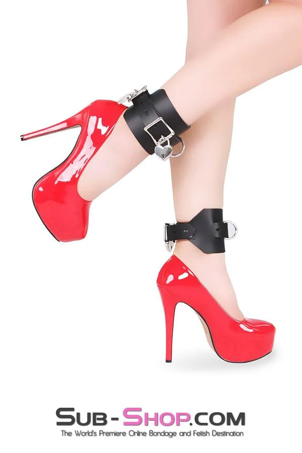 0702A      Deluxe Locking Ankle/Elbow Cuffs, Black Leather - Image 7