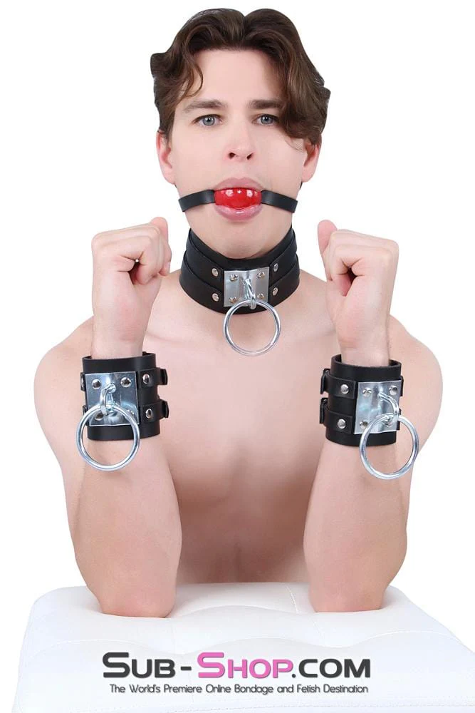 8870A      Dungeon Slave Wide Heavy Bondage Wrist Cuffs - Image 10