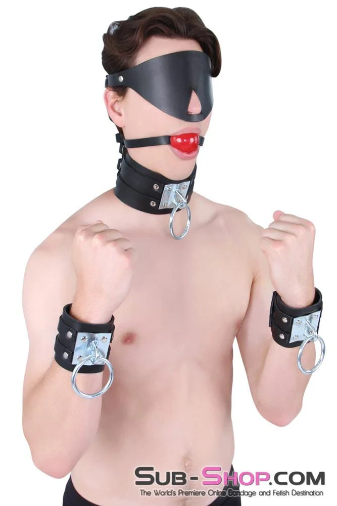 8870A      Dungeon Slave Wide Heavy Bondage Wrist Cuffs - Image 12