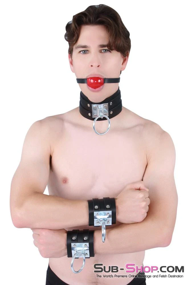 8870A      Dungeon Slave Wide Heavy Bondage Wrist Cuffs - Image 13