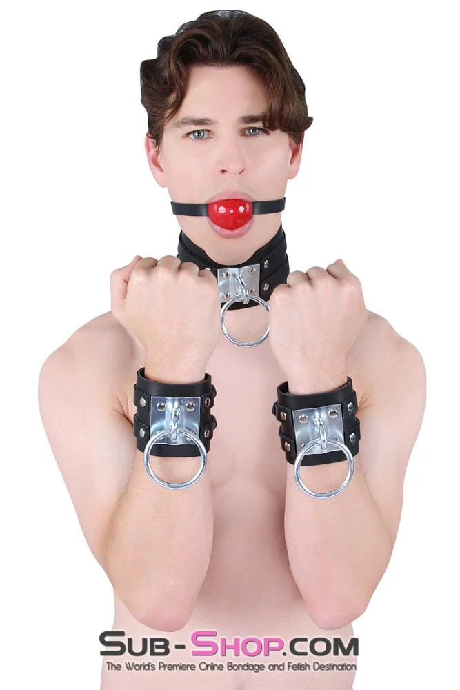 8870A      Dungeon Slave Wide Heavy Bondage Wrist Cuffs - Image 14