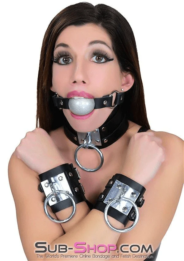 8870A      Dungeon Slave Wide Heavy Bondage Wrist Cuffs - Image 24