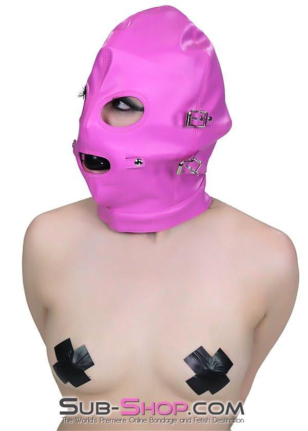 4748RS      Hot Pink Full Bondage Hood with Ball Gag and Removable Blindfold and Gag Covers - Image 10