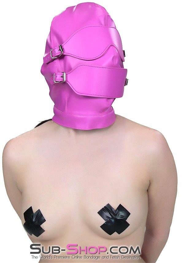 4748RS      Hot Pink Full Bondage Hood with Ball Gag and Removable Blindfold and Gag Covers - Image 3