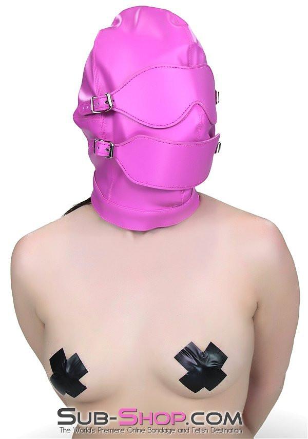 4748RS      Hot Pink Full Bondage Hood with Ball Gag and Removable Blindfold and Gag Covers - Image 4