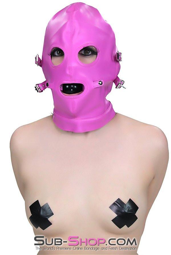 4748RS      Hot Pink Full Bondage Hood with Ball Gag and Removable Blindfold and Gag Covers - Image 9