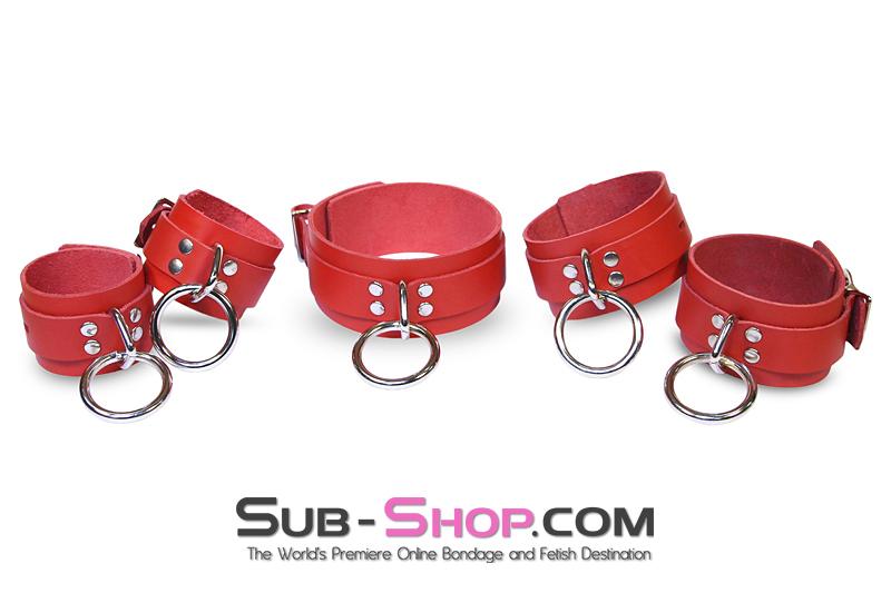 9745A      Lust Cuffs Locking Red Leather Ankle Cuffs - Image 12