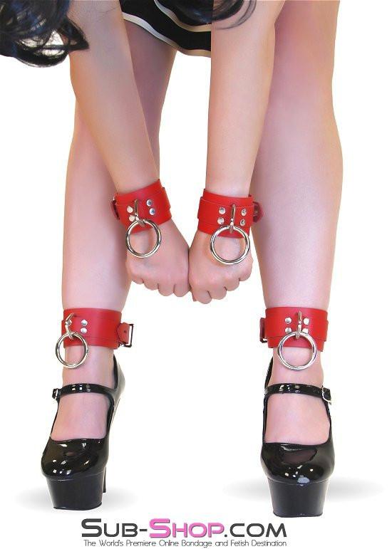 9745A      Lust Cuffs Locking Red Leather Ankle Cuffs - Image 20