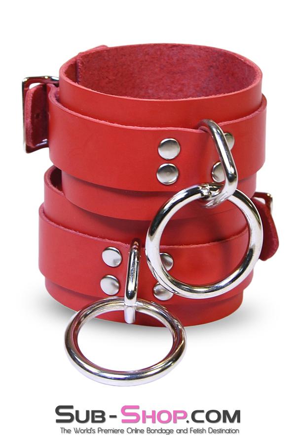 9745A      Lust Cuffs Locking Red Leather Ankle Cuffs - Image 8