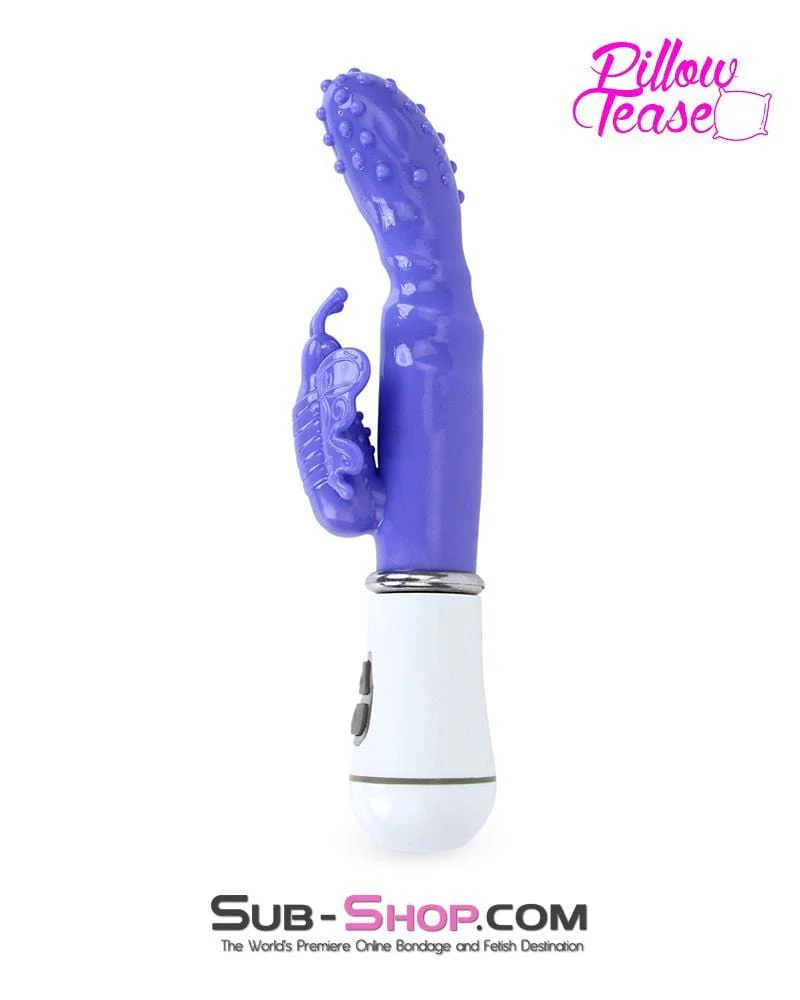 7214S      Nubby 12 Function Waterproof Soft Vibrator with Butterfly Wings Clit Stimulator - Image 2
