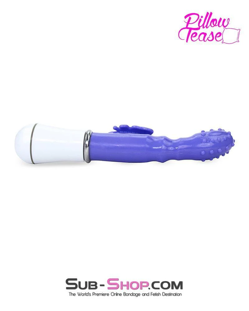 7214S      Nubby 12 Function Waterproof Soft Vibrator with Butterfly Wings Clit Stimulator - Image 4