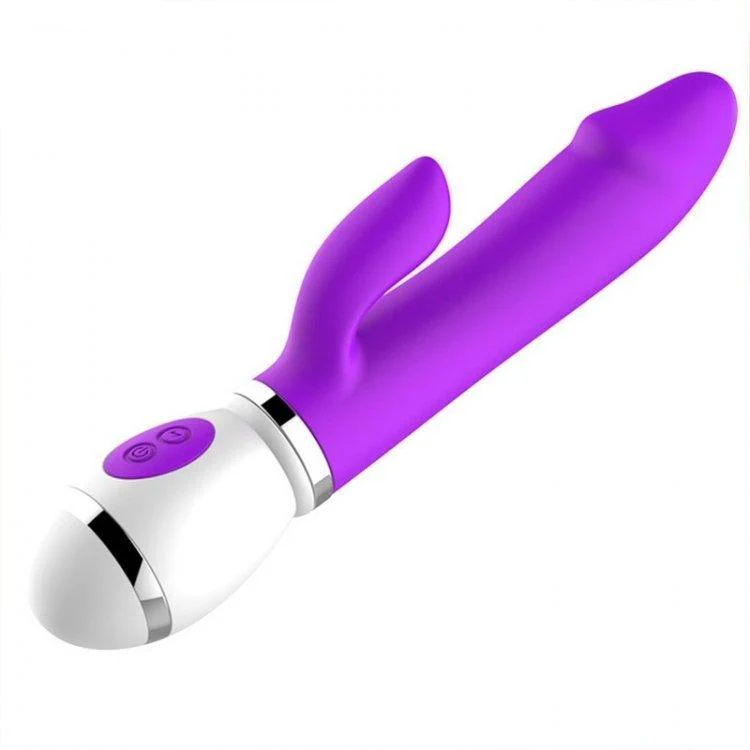 6999M      Rechargeable 12 Function Rotating Purple Penis Vibrator with Clit Stimulate-Her - Image 2