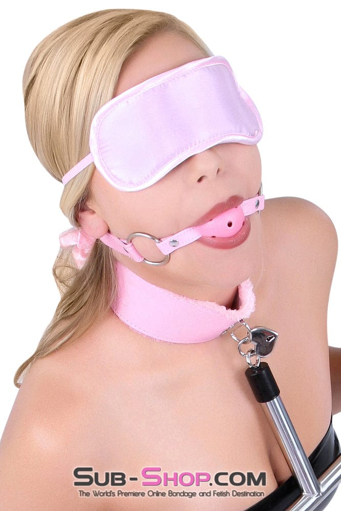 8923DL-SIS      Sissy Bondage Female Domination Basic Accessory Pink Satin Blindfold - Image 11