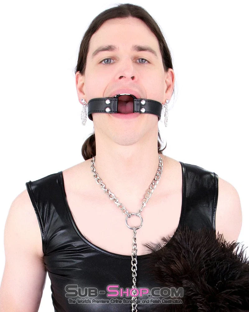 8958DL-SIS      Sissy Mistress Slave Bondage Basics Leatherette Open Mouth Ring Gag - Image 2