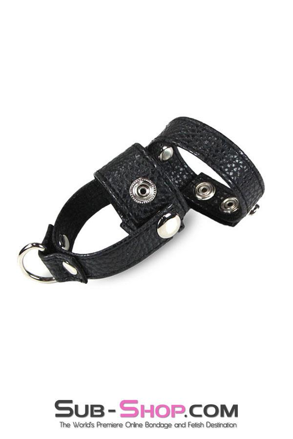 3786HS-SIS      Sissy's Leather Ball Stretcher with Cock Ring - Image 4