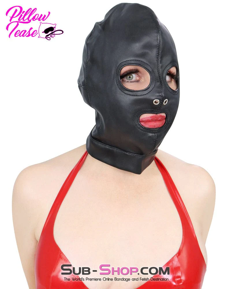 2772M      Soft Leatherette Open Mouth and Eyes Lacing Hood - MEGA Deal! - Image 4