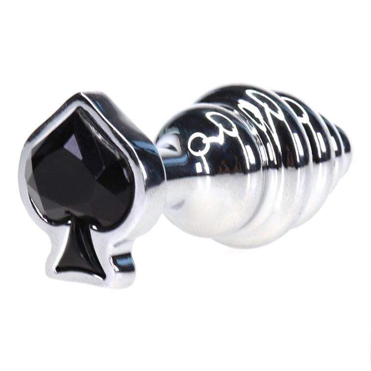 2110M      Spade Jeweled Rippled Chrome Butt Plug 🔥 FINAL CLEARANCE – Last Chance! - Image 3
