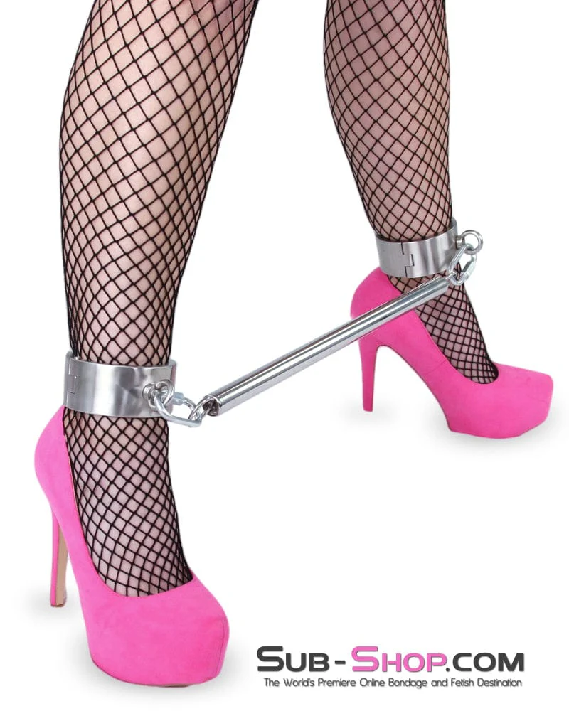9991M-SIS      Stainless Steel Spreader Bar with Detachable Heavy Sissy Bondage Ankle Cuffs - Image 7