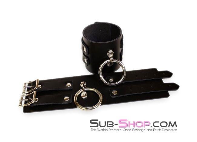2746A      Surrender 3 Inch Leather Bondage Wrist Cuffs - Image 3