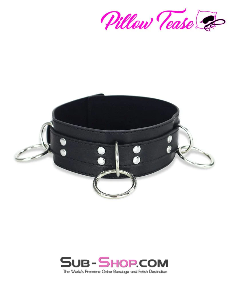 1760DL-SIS      Three Ring Locking Pretty Sissy Training Boi Bondage Collar - Image 2